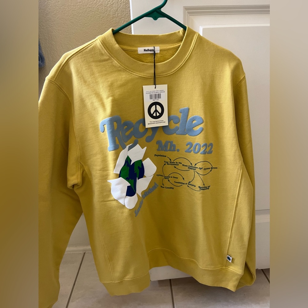 NWT Madhappy Recycle Crewneck Yellow